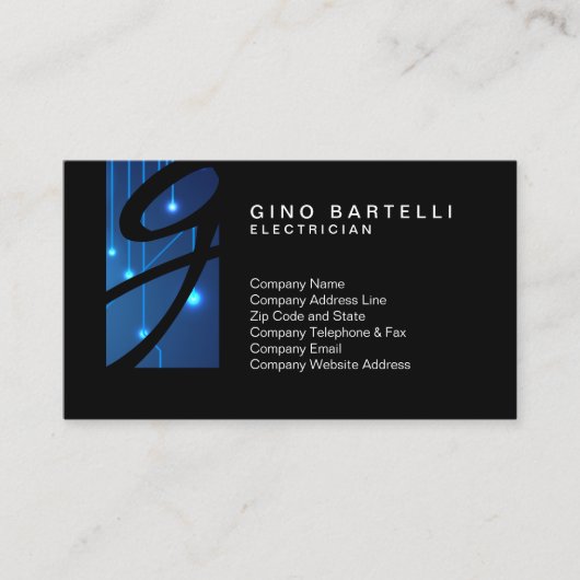 Elektricien Kringslichten Monogram Bekwame Handel Visitekaartje (Voorkant)