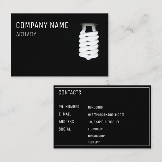 elektricien/lichtontwerper visitekaartje (Voorkant / Achterkant)