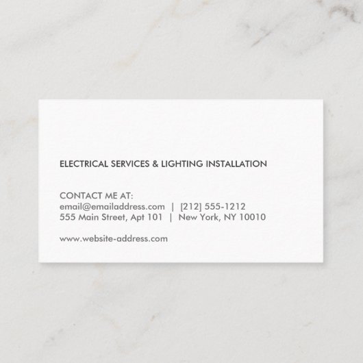 ELEKTRICIEN LOGO MODERN VISITEKAARTJE II (Achterkant)