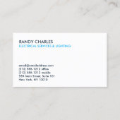 ELEKTRICIEN LOGO MODERN VISITEKAARTJE IN BLAUW (Achterkant)