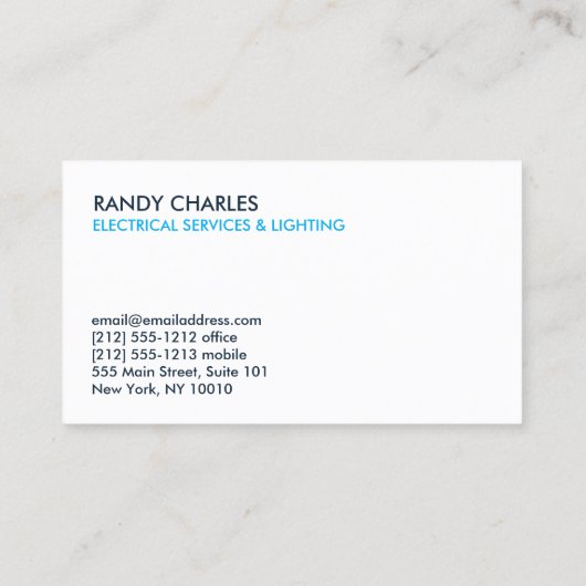 ELEKTRICIEN LOGO MODERN VISITEKAARTJE IN BLAUW (Achterkant)