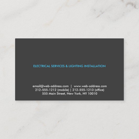 ELEKTRICIEN LOGO MODERN VISITEKAARTJE IN GRIJS (Achterkant)