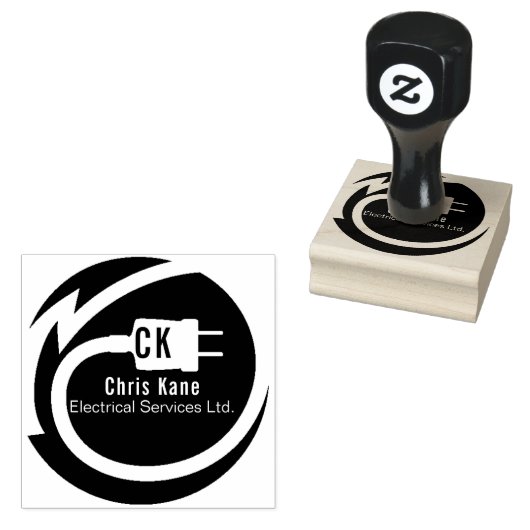 Elektricien logo ontwerp rubberstempel (Gestempeld)