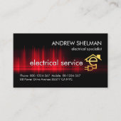 elektricien met puls van de rode golf visitekaartje (Voorkant)