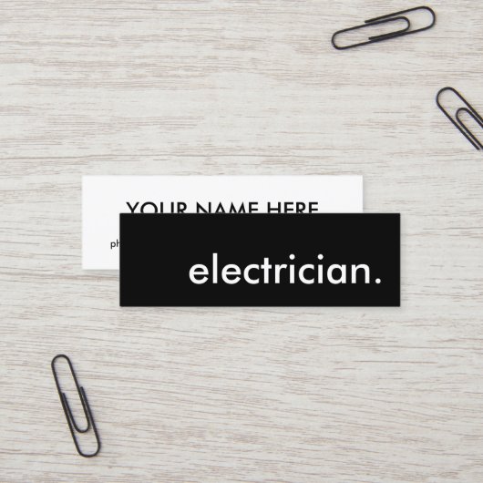 elektricien. mini visitekaartje (Voorkant / Achterkant in situ)