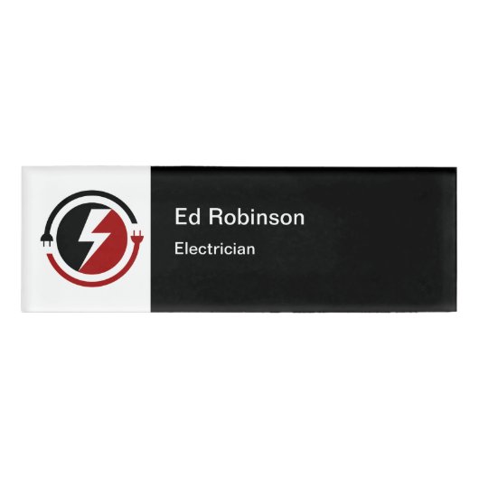 Elektricien Modern Logo Personeelsnaam Tags (Voorkant)