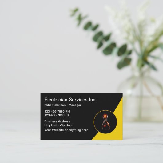Elektricien Modern Visitekaartjes Design (Staand voorkant)