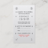 Elektricien moderne eenvoudige witte elektroafzet afsprakenkaartje (Achterkant)