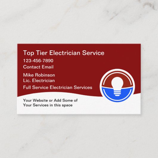 Elektricien Moderne Elektrische Diensten Visitekaartje (Voorkant)