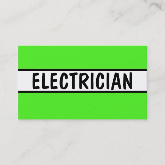 Elektricien Neon Green Visitekaartje (Voorkant)