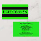 Elektricien Neon Green Visitekaartje (Voorkant / Achterkant)