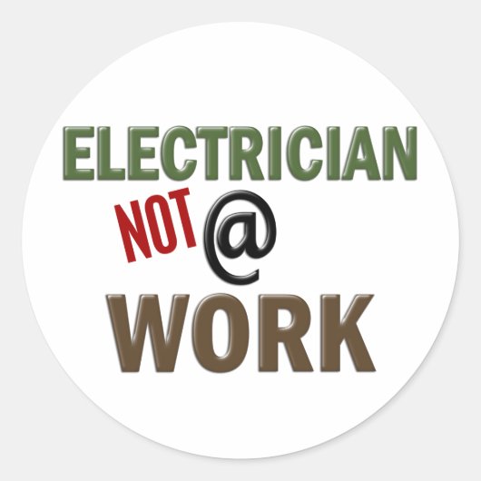 elektricien NIET op het werk Ronde Sticker (Voorkant)