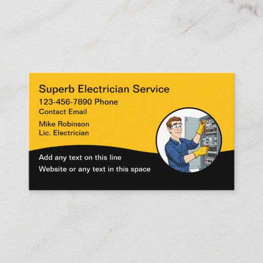 Elektricien Nieuwe Eenvoudige Visitekaartjes (Voorkant)