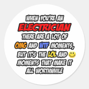 Elektricien.. OMG WTF LOL Ronde Sticker