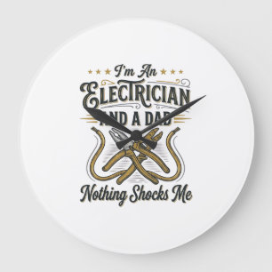 Elektricien Papa Niets Schokt Me Vintage T-shirt D Grote Klok