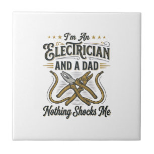 Elektricien Papa Niets Schokt Me Vintage T-shirt D Tegeltje