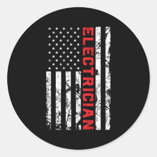 Elektricien Patriottische Amerikaanse Vlag Elektri Ronde Sticker