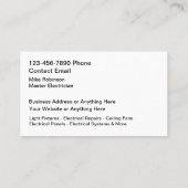Elektricien Services Nieuwe unieke Visitekaartjes (Achterkant)
