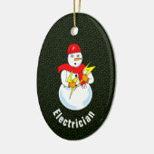 elektricien sneeuwman keramisch ornament (Links)