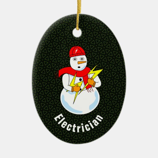 elektricien sneeuwman keramisch ornament (Voorkant)