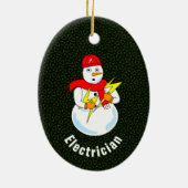 elektricien sneeuwman keramisch ornament (Achterkant)