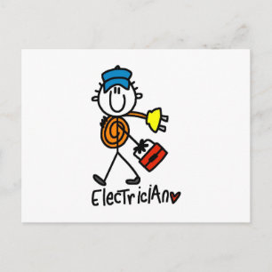 Elektricien Stickfiguur Briefkaart