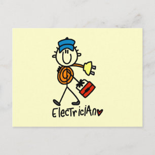 Elektricien Stickfiguur Briefkaart