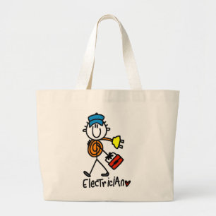 Elektricien Stickfiguur Grote Tote Bag
