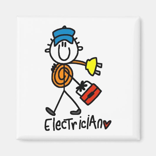 Elektricien Stickfiguur Magneet (Voorkant)