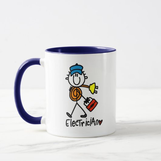 Elektricien Stickfiguur Mok (Links)