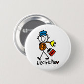 Elektricien Stickfiguur Ronde Button 5,7 Cm (Voorkant /achterkant)