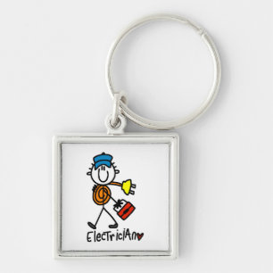 Elektricien Stickfiguur Sleutelhanger