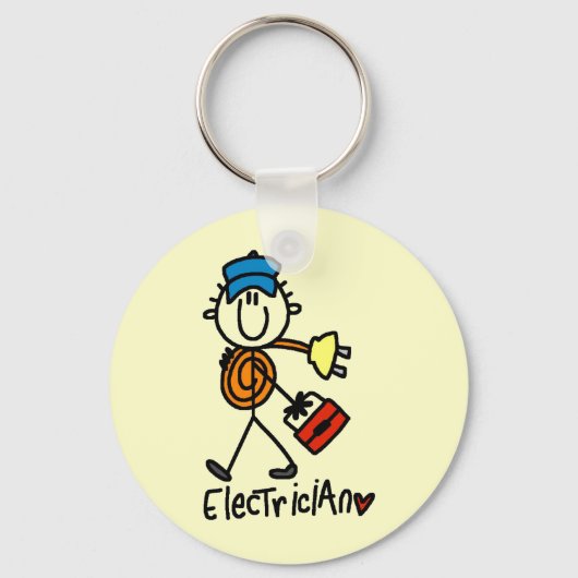 Elektricien Stickfiguur Sleutelhanger (Voorkant)