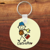 Elektricien Stickfiguur Sleutelhanger (Voorkant)