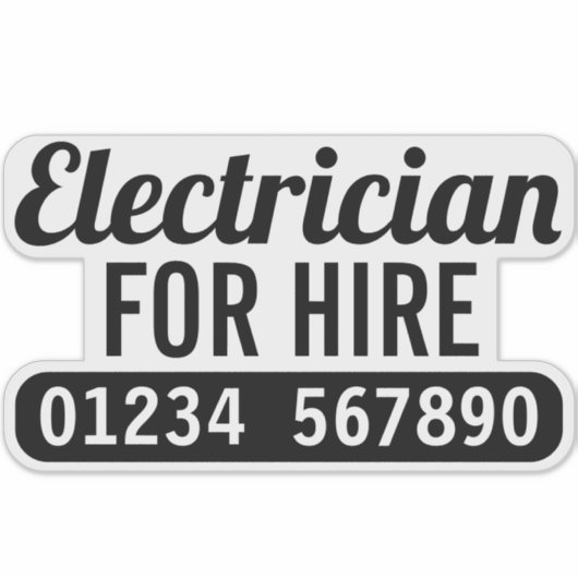 Elektricien te huur sticker (Voorkant)