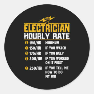 Elektricien uurtarief voor elektricien ronde sticker