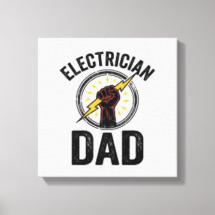 Elektricien Vader Vintage Gravure Vector T-shirt O Canvas Afdruk