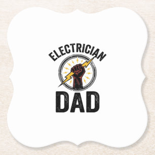 Elektricien Vader Vintage Gravure Vector T-shirt O Kartonnen Onderzetters