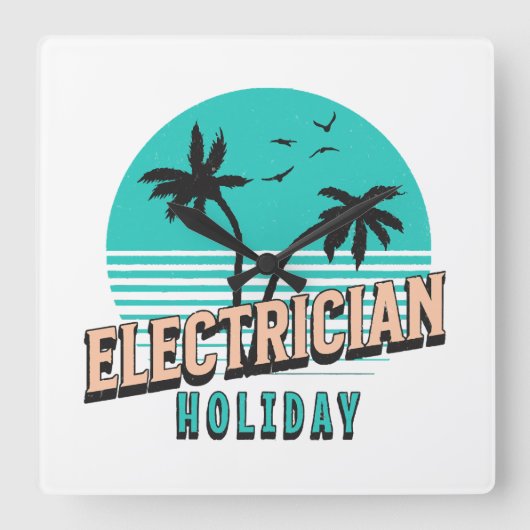 Elektricien Vakantie Vierkante Klok (Voorkant)