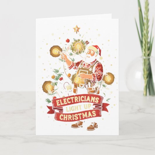 Elektricien verlicht Kerstmis Grappige Vader Kaart (Voorkant)