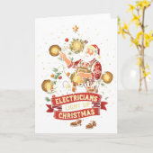 Elektricien verlicht Kerstmis Grappige Vader Kaart (Gele Bloem)