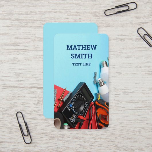 Elektricien verticaal visitekaartje (Voorkant / Achterkant in situ)