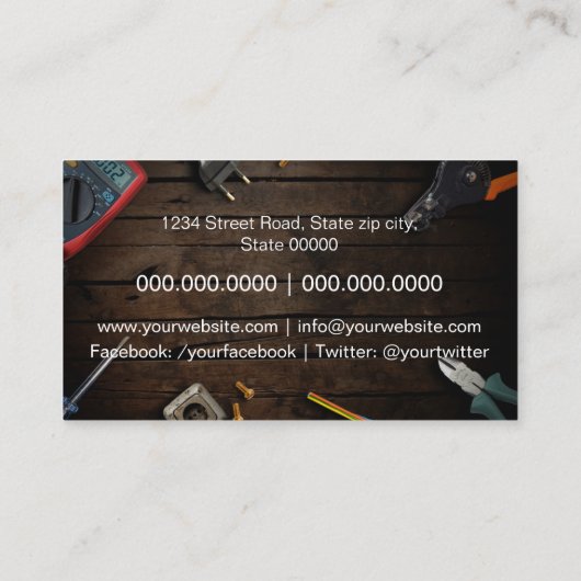 elektricien visitekaartje (Achterkant)