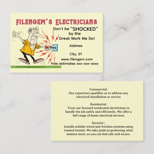 “Elektricien” Visitekaartje (Voorkant / Achterkant)