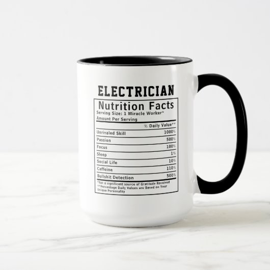 Elektricien voeding feiten geschenken voor persone mok (Rechts)