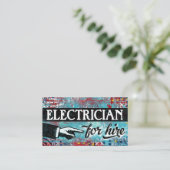elektricien voor hire Visitekaartjes - blauw rood (Staand voorkant)