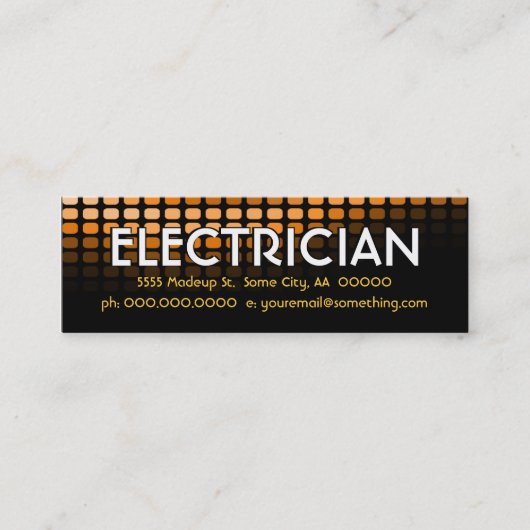 elektriciens oranje meter mini visitekaartje (Voorkant)