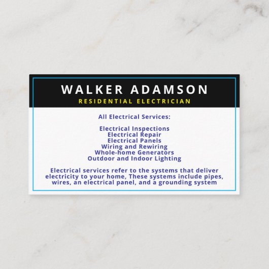 Elektriciens, Visitekaartjes (Achterkant)
