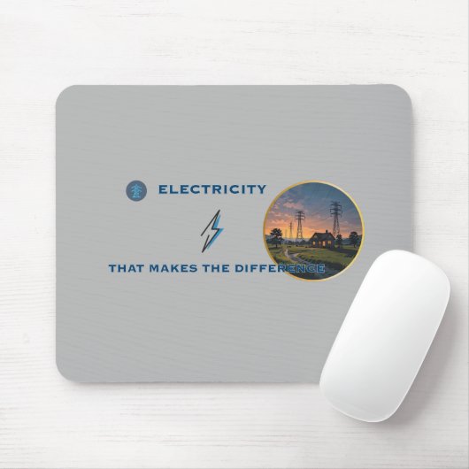 Elektriciteit: een verlicht huis in een uitgestrek muismat (Met muis)