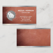 Elektriciteit en Home Logo | Metaal Leer Visitekaartje (Voorkant / Achterkant)